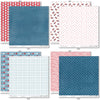 Stars and Stripes Paper & Sticker Kit, paper & sticker kit paper patterns 23 through 30 preview, showing 12x12 scrapbook paper and coordinating stickers for scrapbook layouts, photo albums, memory keeping, cards, and paper crafts. Buyer theme: Patriotic 4th of July Scrapbook Paper Kit. 12x12 Stars and Stripes Paper & Sticker Kit with patriotic patterned papers, July element cards and coordinating red white and blue stickers