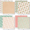 The World Awaits Paper & Sticker Kit, paper & sticker kit paper patterns 31 through 38 preview, showing 12x12 scrapbook paper and coordinating stickers for scrapbook layouts, photo albums, memory keeping, cards, and paper crafts. Buyer theme: Travel & Vacation Scrapbook Paper & Sticker Kit. 12x12 travel paper and sticker kit with tropical florals, maps, vans, airplanes and vacation-themed cut-apart elements. Visible artwork includes road sign, hibiscus flowers, plumeria flowers, monstera leaves