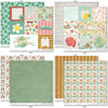 The World Awaits Paper & Sticker Kit, paper & sticker kit paper patterns 7 through 14 preview, showing 12x12 scrapbook paper and coordinating stickers for scrapbook layouts, photo albums, memory keeping, cards, and paper crafts. Buyer theme: Travel & Vacation Scrapbook Paper & Sticker Kit. 12x12 travel paper and sticker kit with tropical florals, maps, vans, airplanes and vacation-themed cut-apart elements. Visible artwork includes map, vintage van, suitcase, road sign