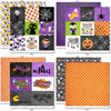 Trick or Treat Bundle, bundle paper patterns 7 through 14 preview, showing complete coordinated paper craft set with 12x12 papers, 6x6 papers, cardstock, die cuts, and stickers for layouts, cards, albums, journals, and keepsakes. Buyer theme: Complete Cute Halloween Scrapbook Bundle. Trick or Treat complete scrapbook bundle with 12x12 paper, 6x6 paper, coordinating cardstock, stickers and die cuts