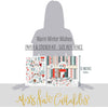 Warm Winter Wishes Paper & Sticker Kit, size guide image, showing 12x12 scrapbook paper and coordinating stickers for scrapbook layouts, photo albums, memory keeping, cards, and paper crafts. Buyer theme: Winter & Snow Day Scrapbook Paper & Sticker Kit. Warm Winter Wishes Paper & Sticker Kit with winter patterns, snowmen, skiers, snowflakes, cabins, cocoa, deer, journaling cards and coordinating stickers. Designed for Cold-weather journals, Card making, Mini albums