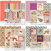Wildflowers Paper & Sticker Kit, 12x12 paper designs cover to 6 preview, showing 12x12 scrapbook paper and coordinating stickers for scrapbook layouts, photo albums, memory keeping, cards, and paper crafts. Buyer theme: Garden & Floral Scrapbook Paper & Sticker Kit. Wildflowers Paper & Sticker Kit with meadow flowers, berries, strawberries, birds, butterfly, vintage banners, gingham, dots and botanical patterns in purple, teal, coral, mustard, olive and cream