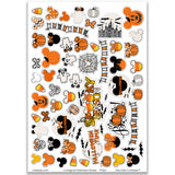 A Magical Halloween Stickers, main product image, showing coordinating scrapbook stickers for layouts, planners, journals, cards, memory albums, titles, and quick finishing details. Buyer theme: Halloween Stickers for Scrapbooks & Journals. A Magical Halloween 8x12 sticker sheet with more than 60 coordinating pumpkin, ghost, candy corn, mouse-ear, castle and spooky-season stickers. Scrapbook sticker sheet, planner stickers, journal stickers, card making accents, and memory keeping supplies