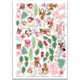A Very Vintage Christmas Stickers, main product image, showing coordinating scrapbook stickers for layouts, planners, journals, cards, memory albums, titles, and quick finishing details. Buyer theme: Vintage Christmas Stickers for Scrapbooks & Journals. A Very Vintage Christmas sticker sheet with reduced-scale retro Santa, deer, tree, holly, ornament and vintage holiday phrase stickers. Scrapbook sticker sheet, planner stickers, journal stickers, card making accents, and memory keeping supplies