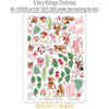 A Very Vintage Christmas Stickers, sticker sheet spread out image, showing coordinating scrapbook stickers for layouts, planners, journals, cards, memory albums, titles, and quick finishing details. Buyer theme: Vintage Christmas Stickers for Scrapbooks & Journals. A Very Vintage Christmas sticker sheet with reduced-scale retro Santa, deer, tree, holly, ornament and vintage holiday phrase stickers