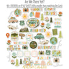 Are We There Yet? Stickers, alternate sticker sheet spread out image, showing coordinating scrapbook stickers for layouts, planners, journals, cards, memory albums, labels, titles, and quick finishing details. Buyer theme: Road Trip Stickers for Scrapbooks, Planners & Journals. 8x12 travel sticker sheet with scaled coordinating cars, airplanes, cameras, maps, globes, road signs, flowers, trees, and travel word art. Coordinating patterns include retro gingham, pastel plaid, checkerboard