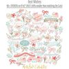 Best Wishes Stickers, alternate sticker sheet spread out image, showing coordinating scrapbook stickers for layouts, planners, journals, cards, memory albums, titles, and quick finishing details. Buyer theme: Floral Friendship Stickers for Scrapbooks & Journals. coordinating floral and sentiment sticker sheet. Visible artwork includes leafy sprigs, floral banners, sentiment labels, watercolor roses. Coordinating patterns include floral toss, botanical print, diamond lattice