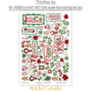 Christmas Joy Stickers, sticker sheet spread out image, showing coordinating scrapbook stickers for layouts, planners, journals, cards, memory albums, titles, and quick finishing details. Buyer theme: Christmas Stickers for Scrapbooks, Journals & Planners. Christmas Joy Sticker Sheet with scaled Christmas titles, Santa, snowmen, gingerbread, reindeer, candy canes, stockings, poinsettias, holly and snowflakes for scrapbook pages, journals and planners