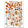 Fall Fun Stickers, main product image, showing coordinating scrapbook stickers for layouts, planners, journals, cards, memory albums, titles, and quick finishing details. Buyer theme: Fall Scrapbook Stickers & Gratitude Journal Accents. Fall Fun Sticker Sheet with scaled pumpkins, flowers, leaves, pinecones, sprigs and fall title artwork for scrapbook pages, planners and journals. Coordinating patterns include Orange and aqua autumn plaid, Fall gingham checks, Pumpkin and leaf tosses