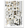 Generations of Love Stickers, main product image, showing coordinating scrapbook stickers for layouts, planners, journals, cards, memory albums, titles, and quick finishing details. Buyer theme: Heritage Stickers for Journals & Planners. Generations of Love Sticker Sheet with scaled family heritage titles, flowers, birds, butterflies, branches, frames and labels for scrapbook pages, journals and planners. Coordinating patterns include Family relationship typography, Polka dots, Pinstripes