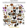 Happy Halloween Bundle, alternate sticker sheet spread out image, showing complete coordinated paper craft set with 12x12 papers, 6x6 papers, cardstock, die cuts, and stickers for layouts, cards, albums, journals, and keepsakes. Buyer theme: Complete Vintage Halloween Scrapbook Bundle. Happy Halloween complete scrapbook bundle with 12x12 paper, 6x6 paper, coordinating cardstock, stickers and die cuts
