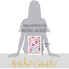 Happy Valentines Day Stickers, size guide image, showing coordinating scrapbook stickers for layouts, planners, journals, cards, memory albums, titles, and quick finishing details. Buyer theme: Valentine Stickers for Planners & Scrapbooks. Happy Valentines Day 8x12 sticker sheet with more than 60 coordinating Valentine hearts, florals, love notes and romantic icons. Color palette includes Hot pink, blush pink, aqua, emerald teal, mustard gold, charcoal black and white
