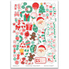 Holiday Cheer Stickers, main product image, showing coordinating scrapbook stickers for layouts, planners, journals, cards, memory albums, titles, and quick finishing details. Buyer theme: Christmas Stickers for Scrapbooks, Journals & Planners. Holiday Cheer Sticker Sheet with scaled Christmas titles, Santa, gingerbread, candy canes, stockings, ornaments, gifts, wreaths, cocoa, snowflakes and bows for scrapbook pages, journals and planners