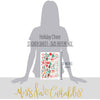 Holiday Cheer Stickers, size guide image, showing coordinating scrapbook stickers for layouts, planners, journals, cards, memory albums, titles, and quick finishing details. Buyer theme: Christmas Stickers for Scrapbooks, Journals & Planners. Holiday Cheer Sticker Sheet with scaled Christmas titles, Santa, gingerbread, candy canes, stockings, ornaments, gifts, wreaths, cocoa, snowflakes and bows for scrapbook pages, journals and planners