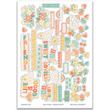 Life is Good Stickers, main product image, showing coordinating scrapbook stickers for layouts, planners, journals, cards, memory albums, titles, and quick finishing details. Buyer theme: Positive Stickers for Scrapbooks, Journals & Planners. Life is Good Sticker Sheet with scaled positive titles, florals, mushrooms, cherries, rainbows, clouds, suns, hearts and small everyday accents for pages, planners and journals. Designed for Friendship photo albums, Family story pages, Gratitude journals