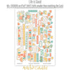 Life is Good Stickers, sticker sheet spread out image, showing coordinating scrapbook stickers for layouts, planners, journals, cards, memory albums, titles, and quick finishing details. Buyer theme: Positive Stickers for Scrapbooks, Journals & Planners. Life is Good Sticker Sheet with scaled positive titles, florals, mushrooms, cherries, rainbows, clouds, suns, hearts and small everyday accents for pages, planners and journals. Designed for Card making, Mini albums, Junk journals