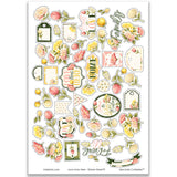 Love Lives Here Stickers, main product image, showing coordinating scrapbook stickers for layouts, planners, journals, cards, memory albums, titles, and quick finishing details. Buyer theme: Floral Stickers for Scrapbooks, Journals & Planners. Love Lives Here Sticker Sheet with scaled florals, rosebuds, leaves, home-and-family titles, tags and decorative accents for scrapbooks, planners and journals. Designed for Home memory albums, Relationship keepsakes, Generational family albums