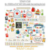 School is Cool Stickers, alternate sticker sheet spread out image, showing coordinating scrapbook stickers for layouts, planners, journals, cards, memory albums, titles, and quick finishing details. Buyer theme: School Stickers for Scrapbooks, Journals & Planners. School is Cool Sticker Sheet with scaled school titles, apples, books, pencils, crayons, rulers, notebooks, backpacks, numbers and classroom accents for pages and journals