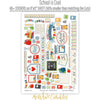 School is Cool Stickers, sticker sheet spread out image, showing coordinating scrapbook stickers for layouts, planners, journals, cards, memory albums, titles, and quick finishing details. Buyer theme: School Stickers for Scrapbooks, Journals & Planners. School is Cool Sticker Sheet with scaled school titles, apples, books, pencils, crayons, rulers, notebooks, backpacks, numbers and classroom accents for pages and journals. Designed for Classroom memory pages, Card making, Mini albums