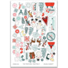 Warm Winter Wishes Stickers, main product image, showing coordinating scrapbook stickers for layouts, planners, journals, cards, memory albums, titles, and quick finishing details. Buyer theme: Snowman Stickers for Scrapbooks & Journals. Warm Winter Wishes Sticker Sheet with scaled snowmen, snowflakes, winter trees, skiers, mittens, cocoa, cabins, deer and seasonal title artwork. Coordinating patterns include Snowflake scatters, Evergreen tree repeats, Winter berry branches