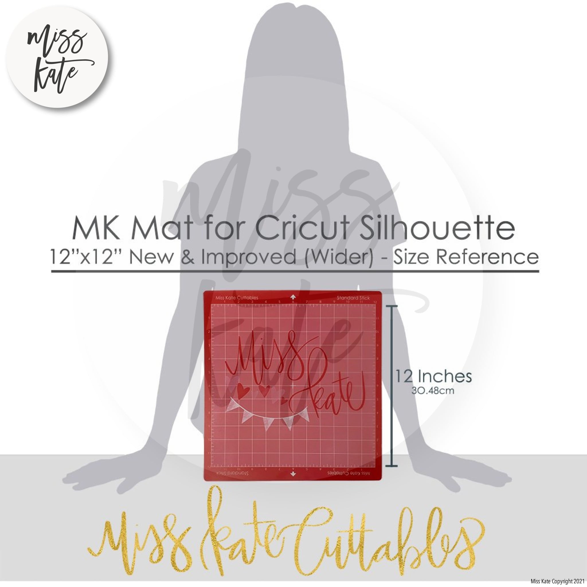 Miss Kate Cuttables MK Mat for Cricut Silhouette - 12x12 - New & Improved (Wider & Better Markings) - Standard Stick Pink Cutting Mat (3 Pack)