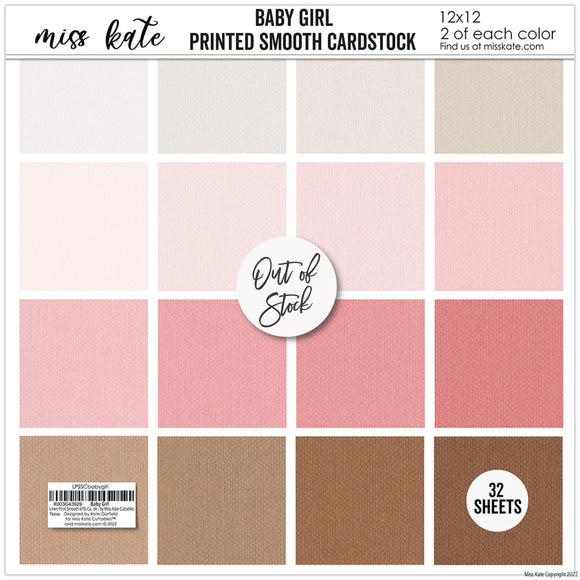 Baby Girl - Linen-Printed Smooth Cardstock Single-Sided Linen Printed
