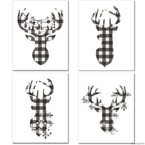 Cream & Black Reindeer Heads - 8X10 Prints
