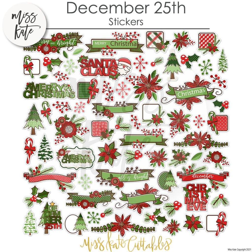 December 25th - Sticker Sheet Stickers Christmas, stickers for planners ...