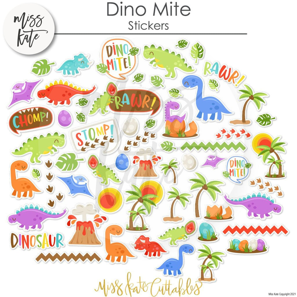 Dino Mite - Sticker Sheet Stickers Dinosaur, scrapbook – MISS KATE