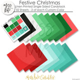 Festive Christmas - Linen Printed Smooth Cardstock Single-Sided