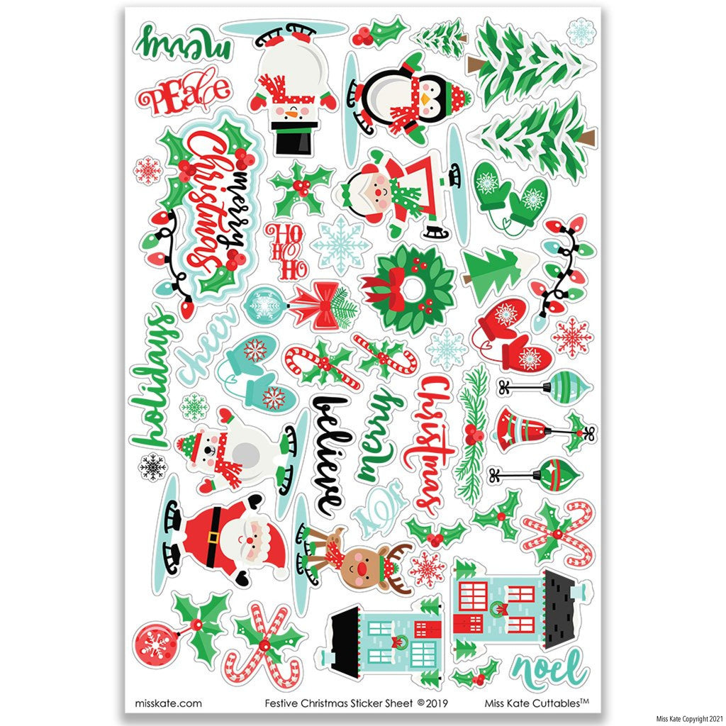 Festive Christmas - Stickers Scrapbook Christmas, planner โ MISS KATE