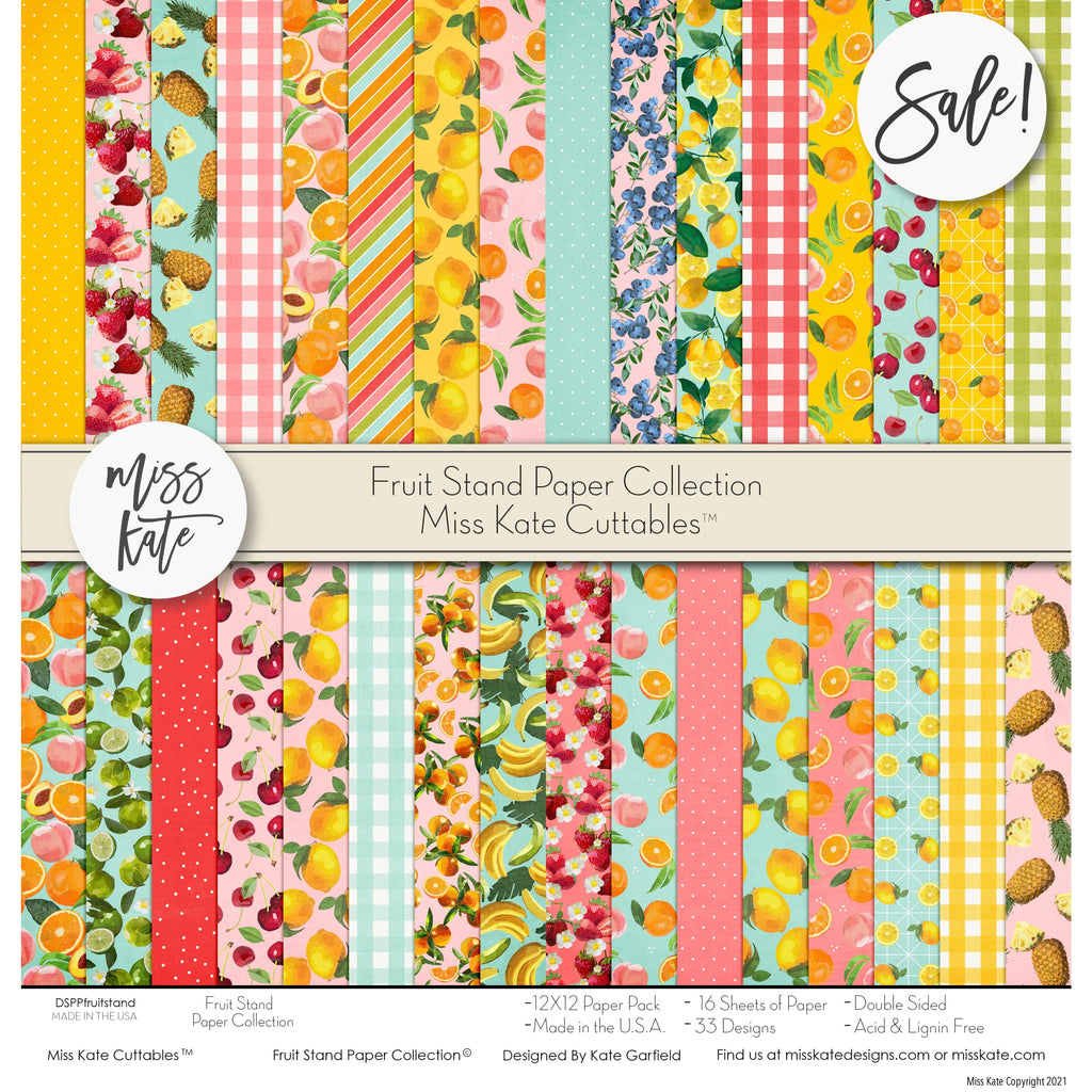 Fruit Stand - Double-Sided Scrapbook Paper Pack 12x12 Miss Kate