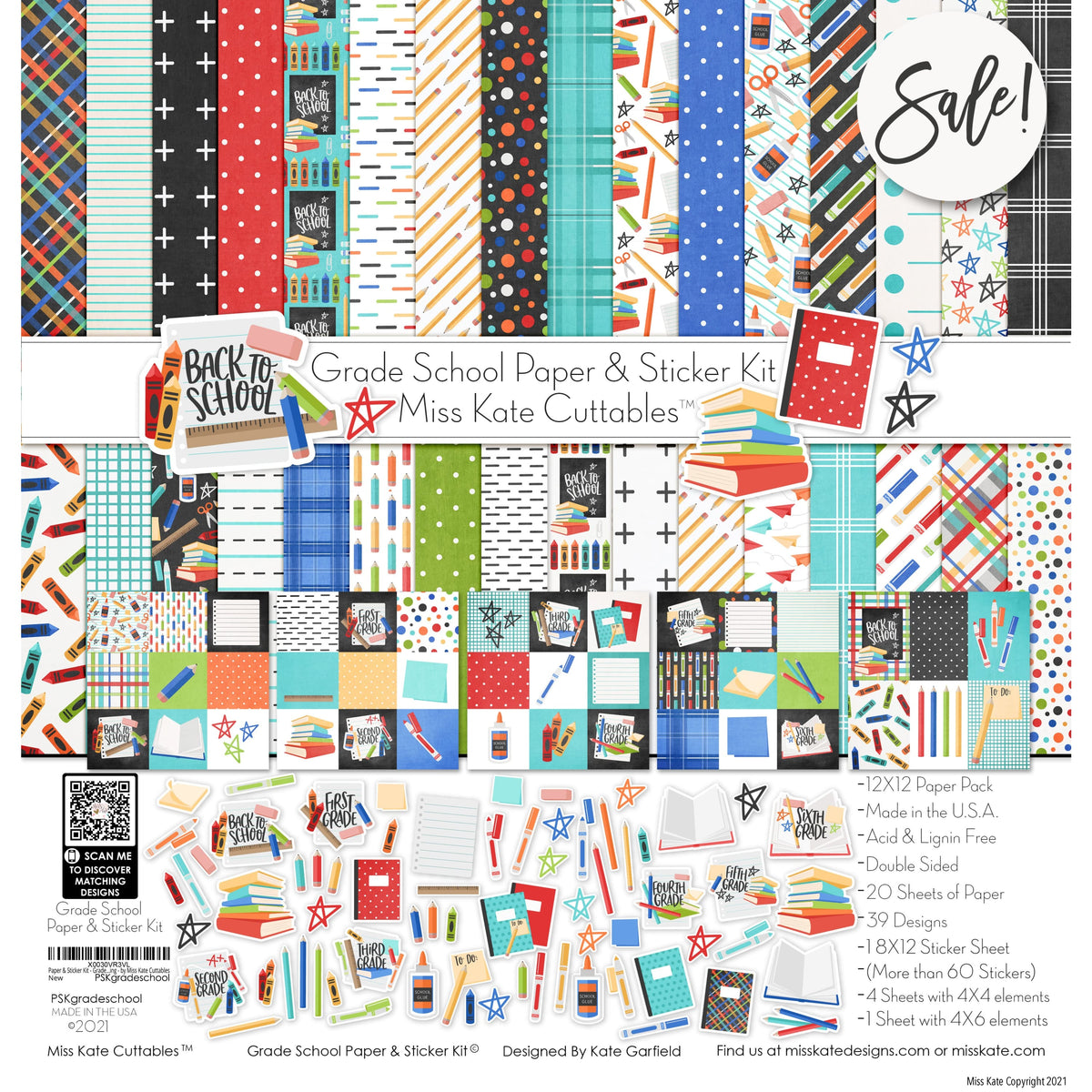 Grade Paper Sticker Grade School Scrapbook Paper & Sticker Kit – MISS KATE