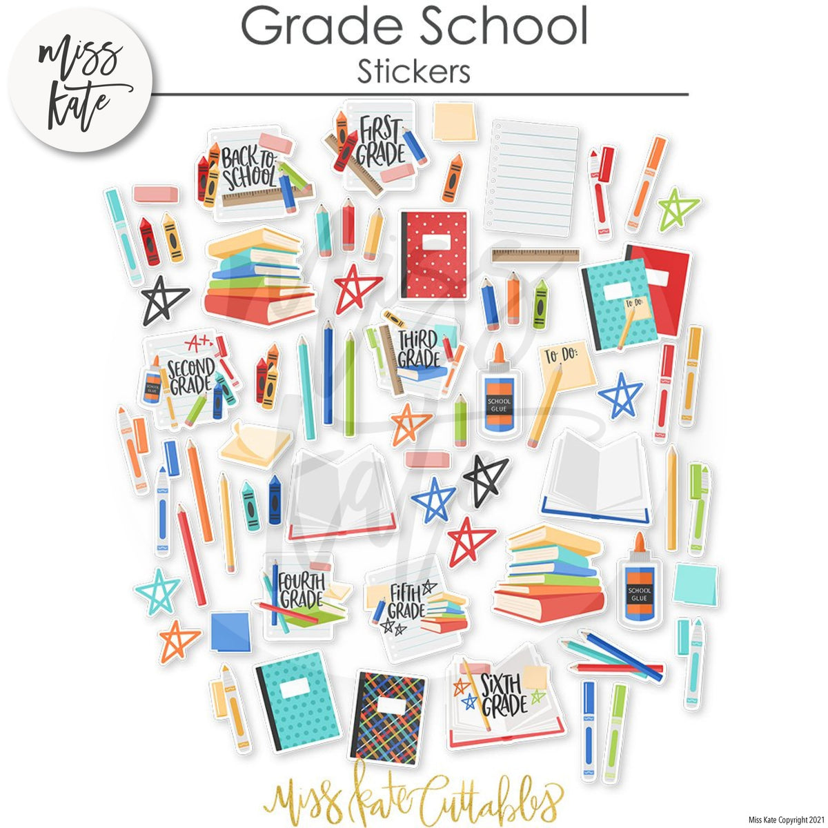 Sticker Design Grade Grade Grade School - Scrapbook Sticker Sheet Stickers School – MISS KATE