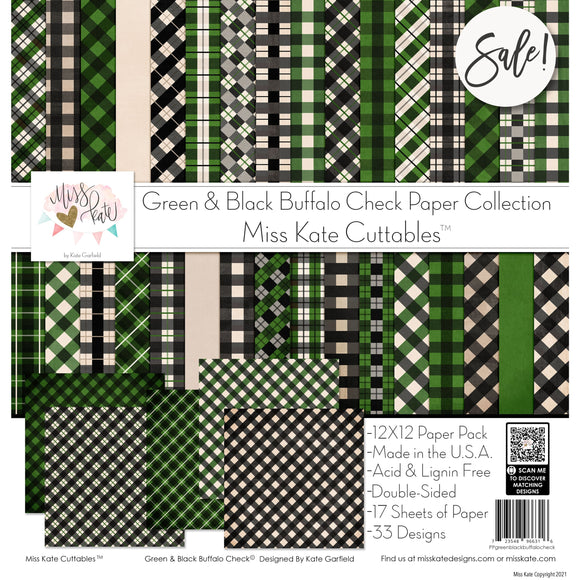 Green & Black Buffalo Check - Paper Pack 12X12 (Ds)
