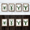 Green & Black Reindeer Heads - 8X10 Prints
