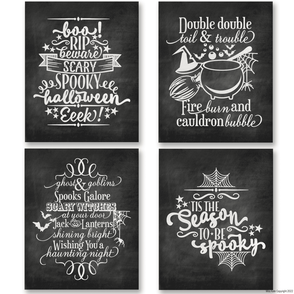 Halloween Phrases Chalkboard Prints 1 - 8X10