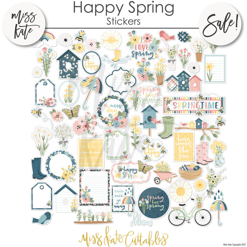 Happy Spring Sticker Happy Spring Scrapbook Paper & Sticker Kit – MISS KATE