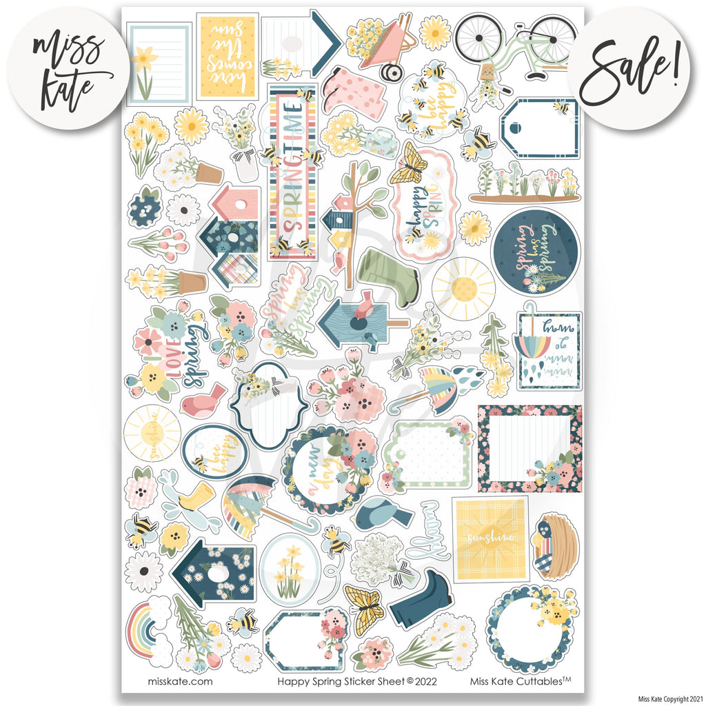 Happy Spring Sticker Happy Spring Scrapbook Paper & Sticker Kit – MISS KATE