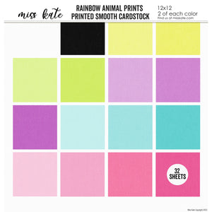 Rainbow Animal Prints - Linen Printed Smooth Cardstock Single-Sided