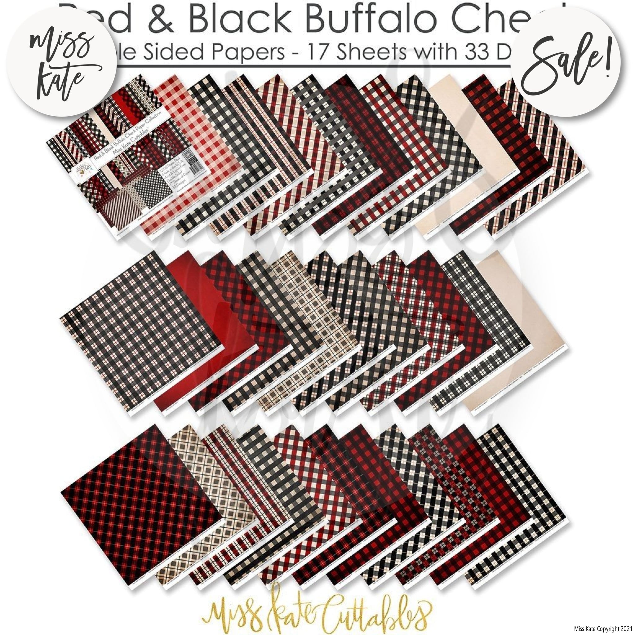Black and White Buffalo Plaid Paper Double Sided 12x12 Scrapbook Paper –  Country Croppers