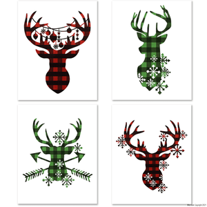 Red & Green Reindeer Heads - 8X10 Prints