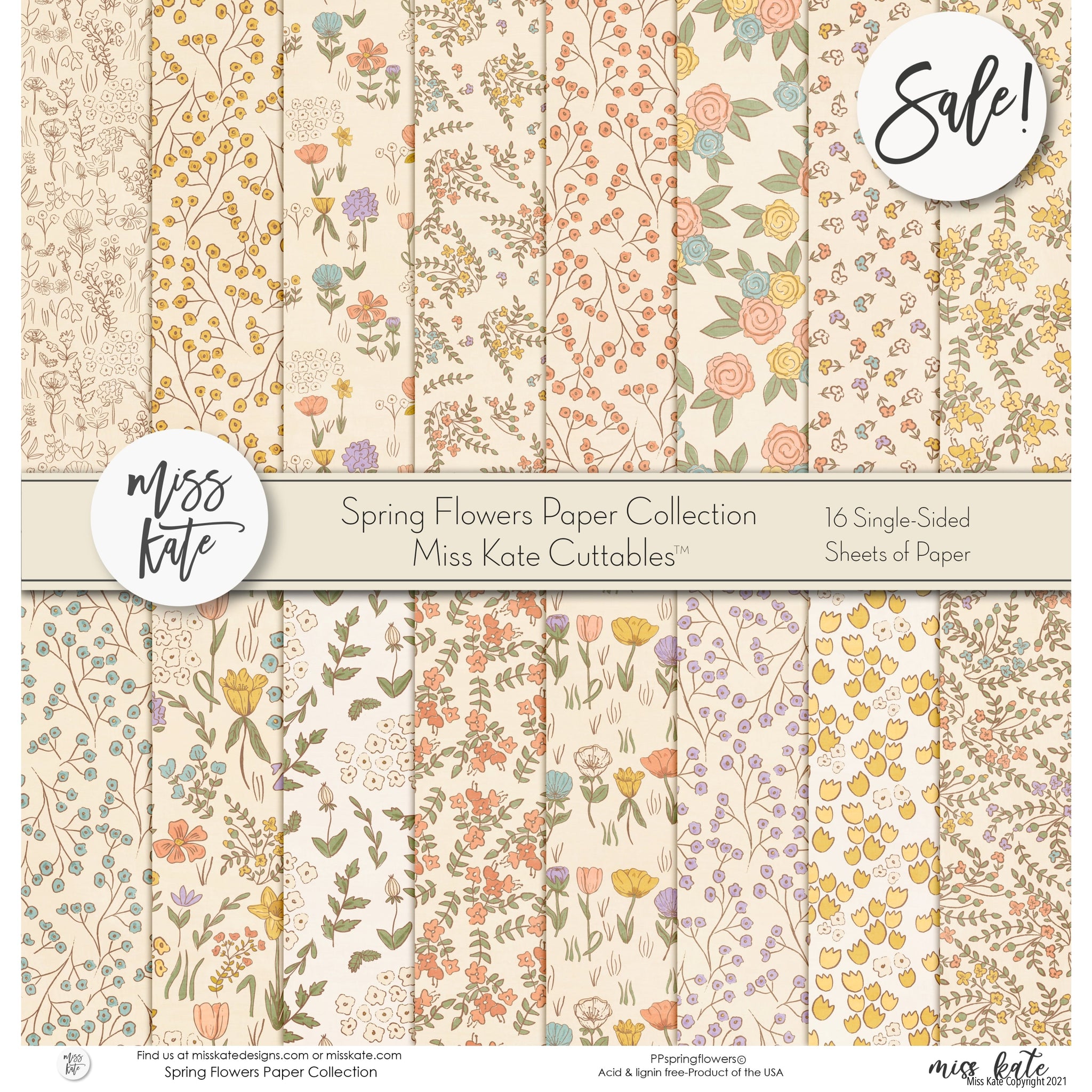 Floral Scrapbook Paper: 20 Patterned Double Sided Sheets. 8. 5 X 11 . 40 Designs