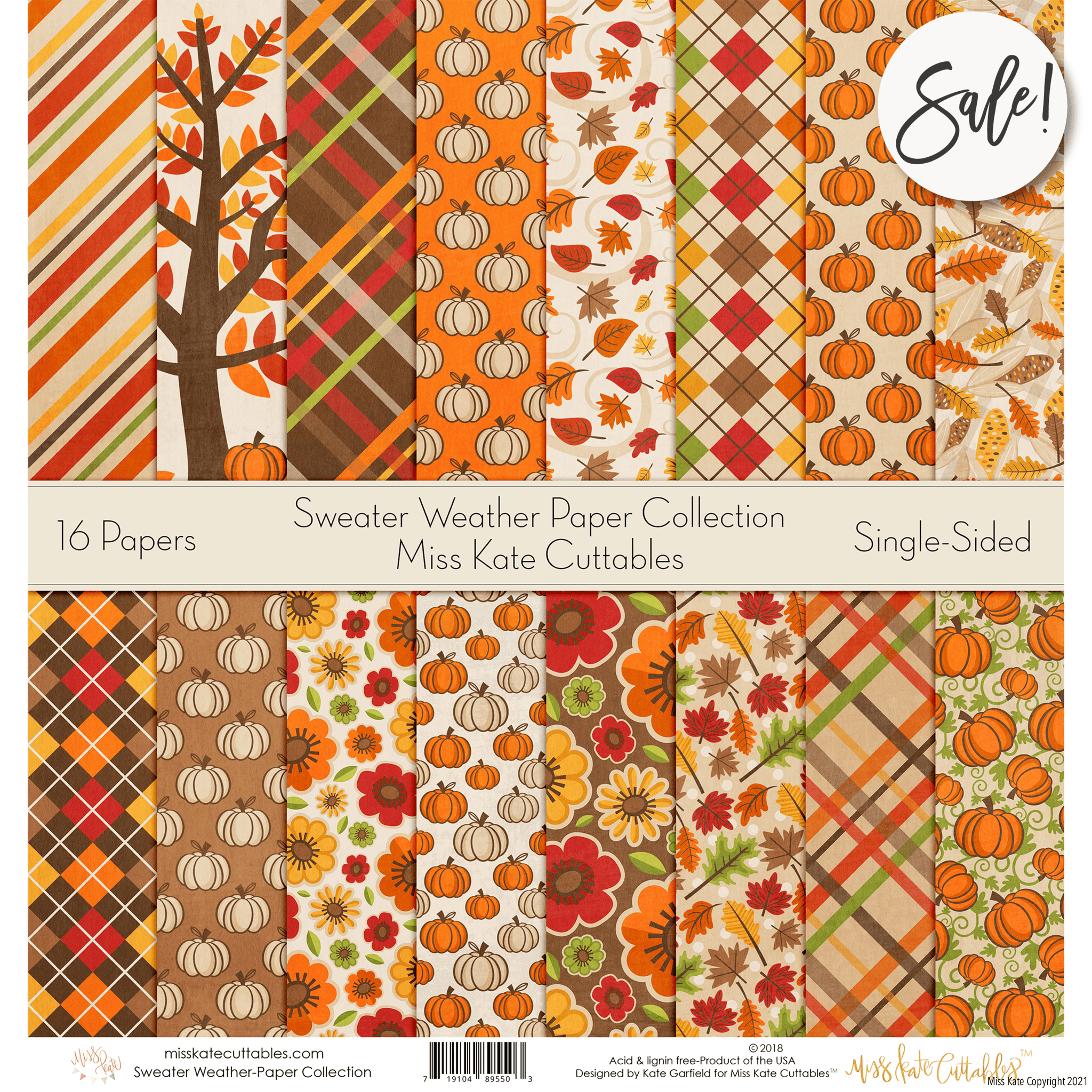 Sweater Weather Scrapbook Paper Pack MISS KATE