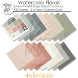 Watercolor Florals - Linen-Printed Smooth Cardstock Single-Sided Linen Printed