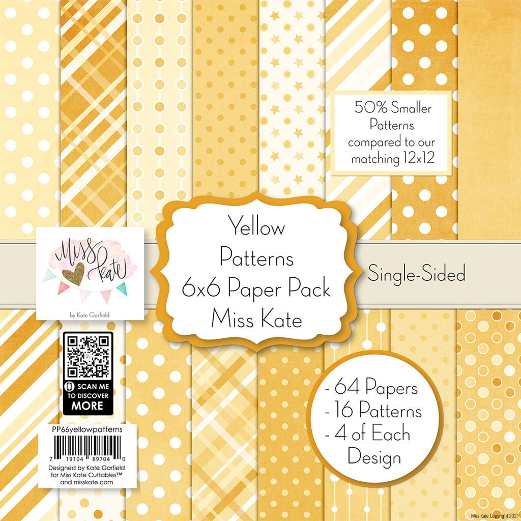 Yellow Paper Design Patterns Yellow Patterns - 6x6 Paper Pack Scrapbook Paper – MISS KATE
