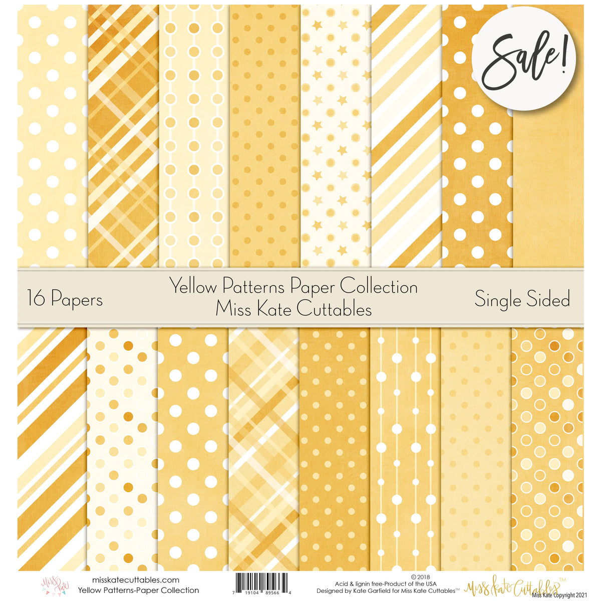 Yellow Paper Design Patterns Yellow Patterns - Scrapbook Paper Pack – MISS KATE