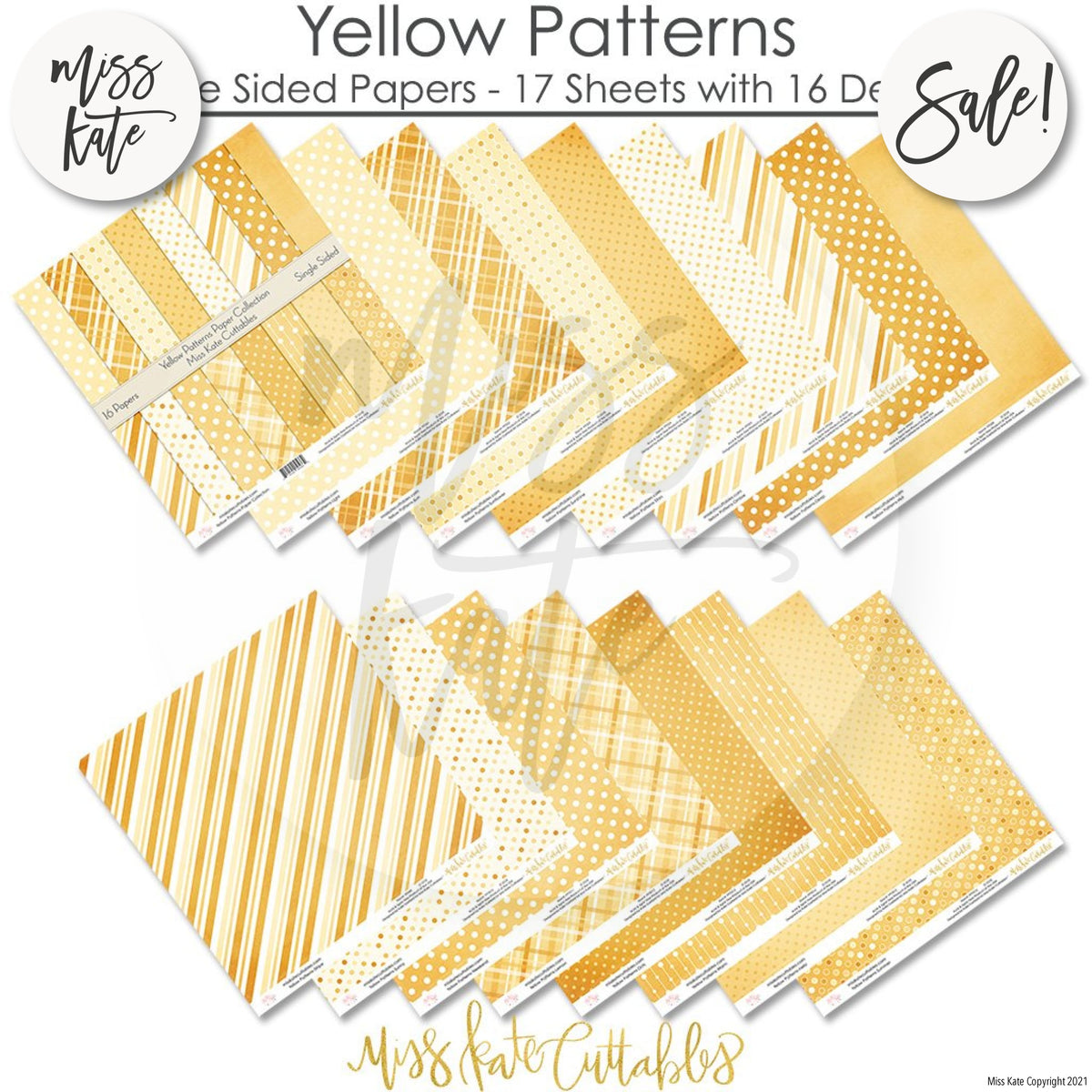 Yellow Paper Design Patterns Yellow Patterns - Scrapbook Paper Pack – MISS KATE